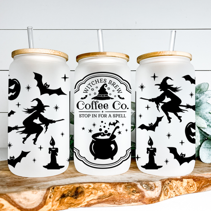 Witches Brew Halloween Latte Glass Can Tumbler