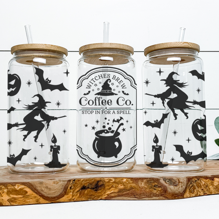 Witches Brew Halloween Latte Glass Can Tumbler