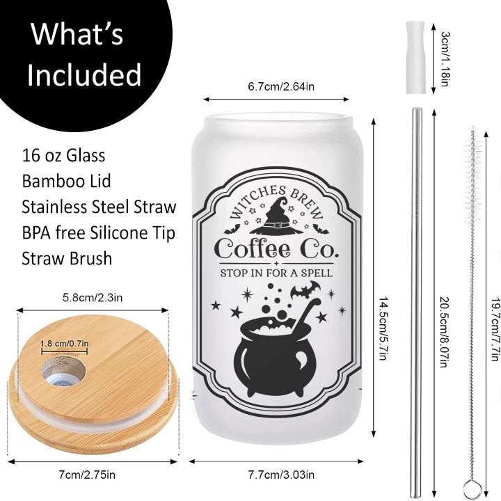 Witches Brew Halloween Latte Glass Can Tumbler