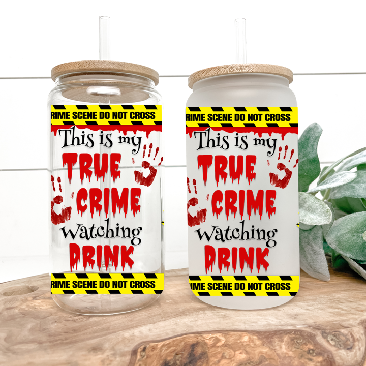 True Crime Watching Latte Glass Can Tumbler