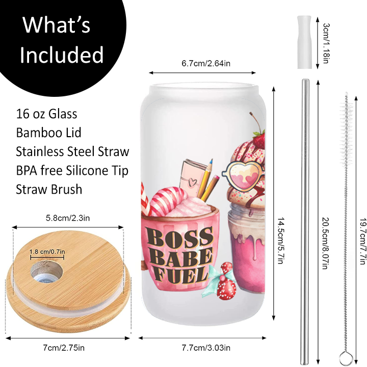 Boss Babe Frosted Glass Tumbler Libby Soda Can