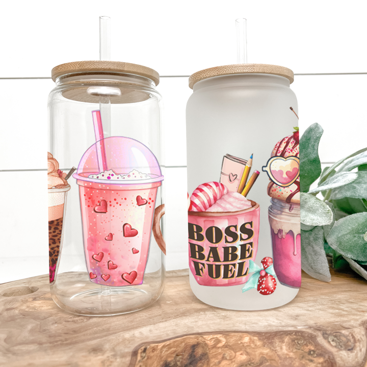 Boss Babe Frosted Glass Tumbler Libby Soda Can