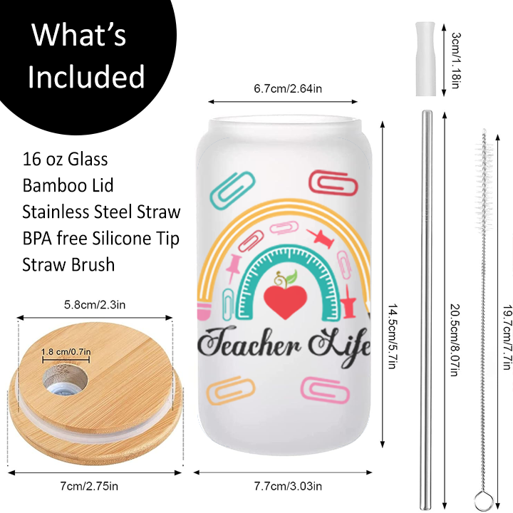 Teacher Life Frosted Glass Tumbler Libby Soda Can