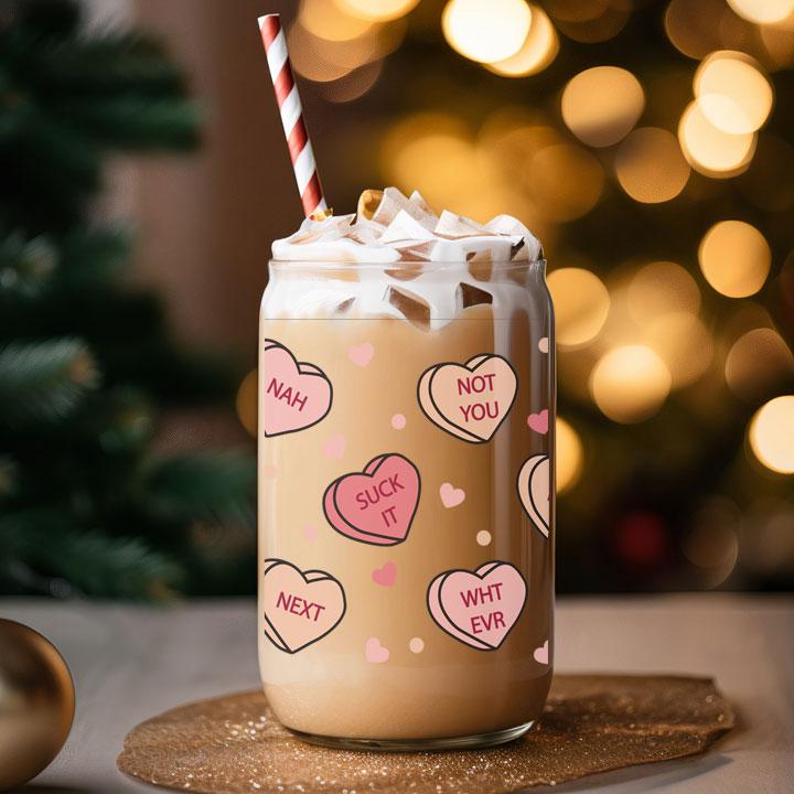 Anti Valentines Day Frosted Glass Tumbler Libby Soda Can