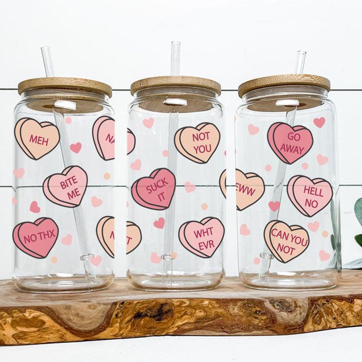 Anti Valentines Day Frosted Glass Tumbler Libby Soda Can