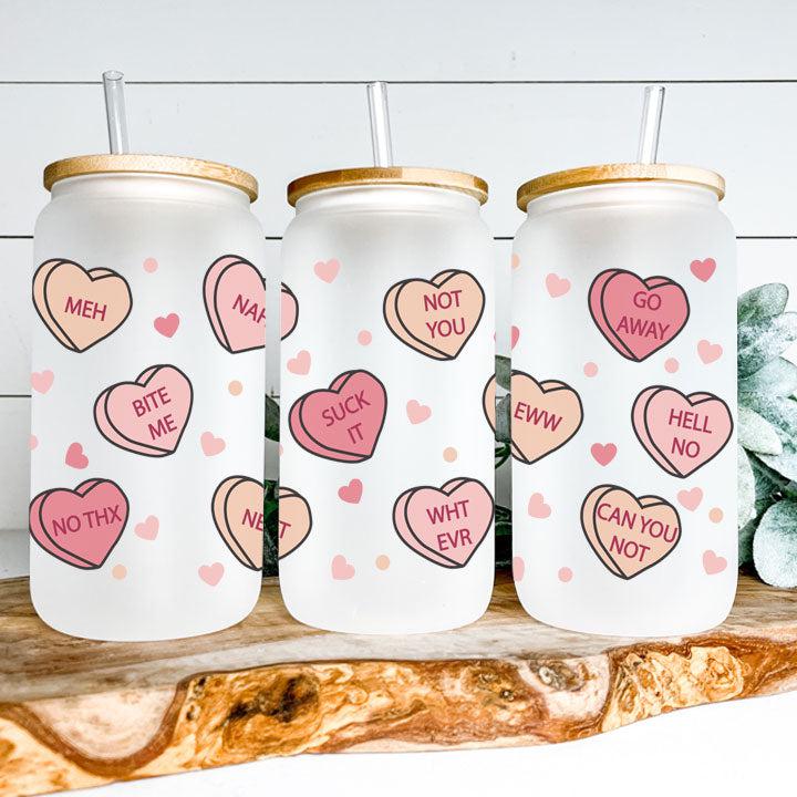 Anti Valentines Day Frosted Glass Tumbler Libby Soda Can