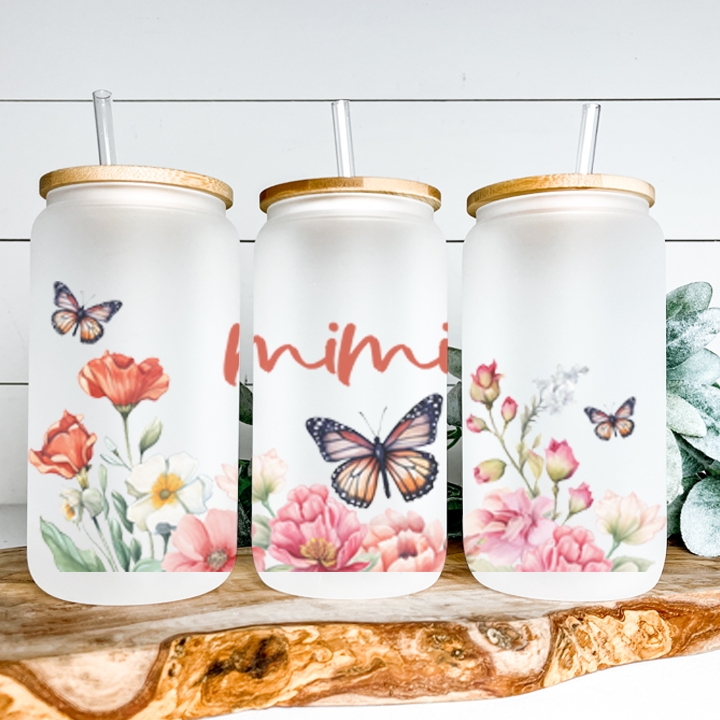 Mimi Frosted Glass Tumbler Libby Soda Can