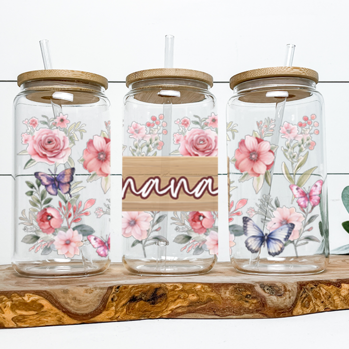 Nana Frosted Glass Tumbler Libby Soda Can