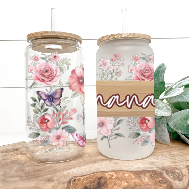 Nana Frosted Glass Tumbler Libby Soda Can