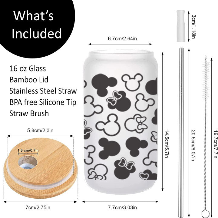 Mouse Ears Frosted Glass Tumbler Libby Soda Can