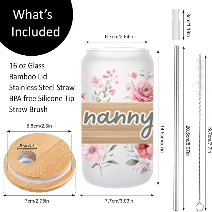 Nanny Frosted Glass Tumbler Libby Soda Can