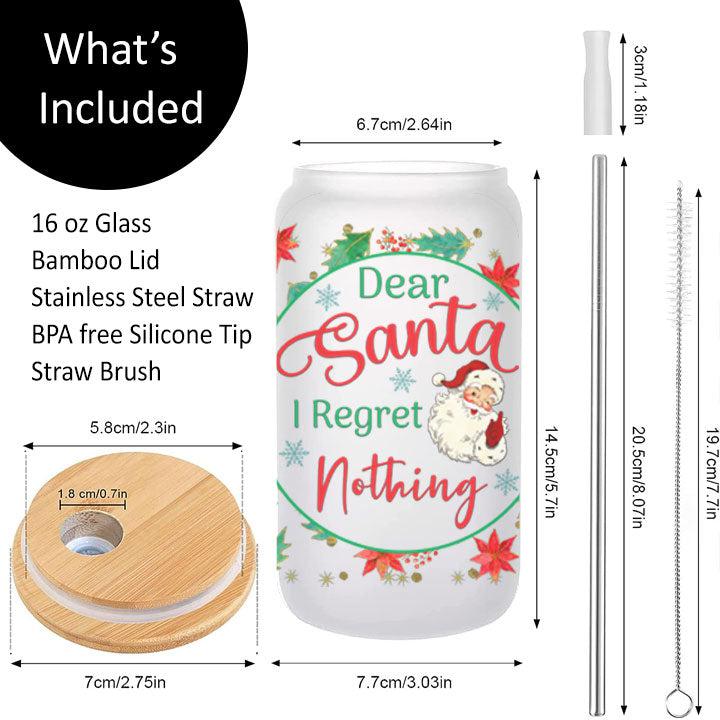 Dear Santa I Regret Nothing Frosted Glass Tumbler Libby Soda Can