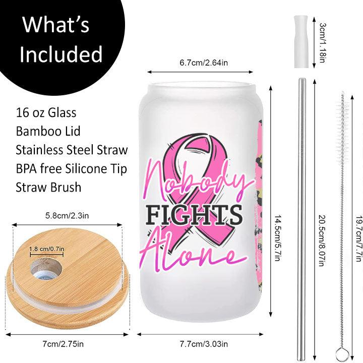 Breast Cancer Frosted Glass Tumbler Libby Soda Can