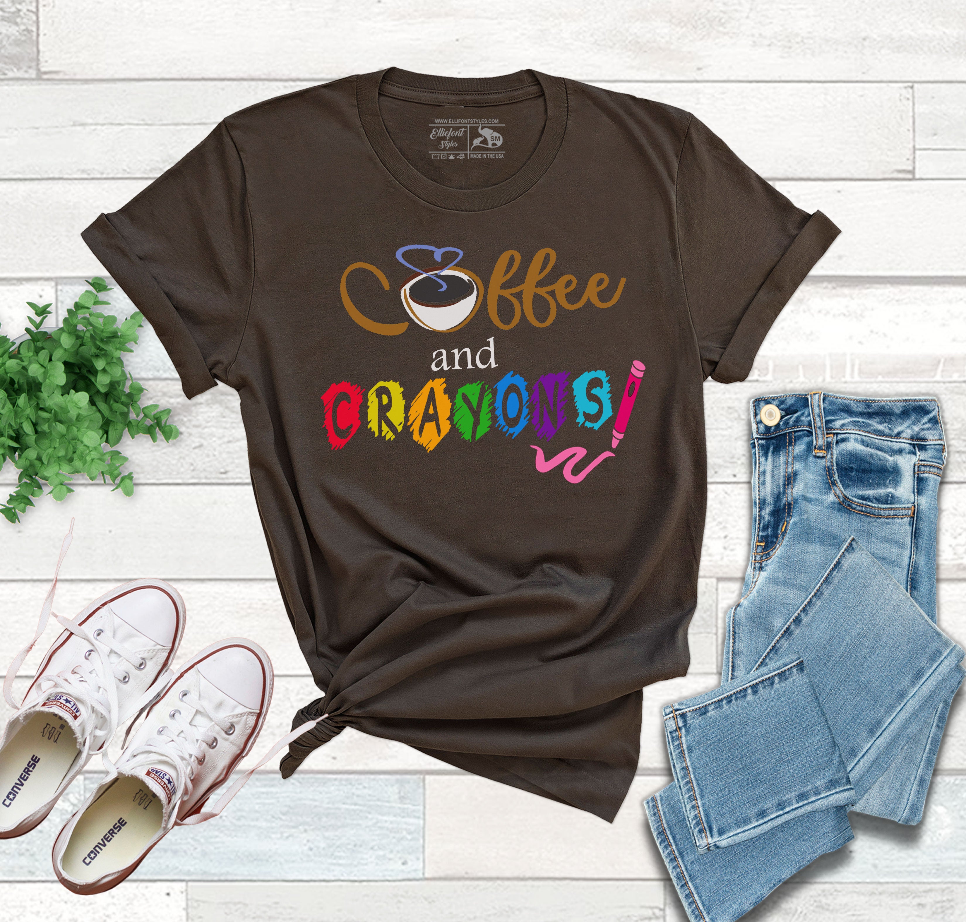 Coffee and Crayons Shirt | Mom Life | Art Teacher Shirt