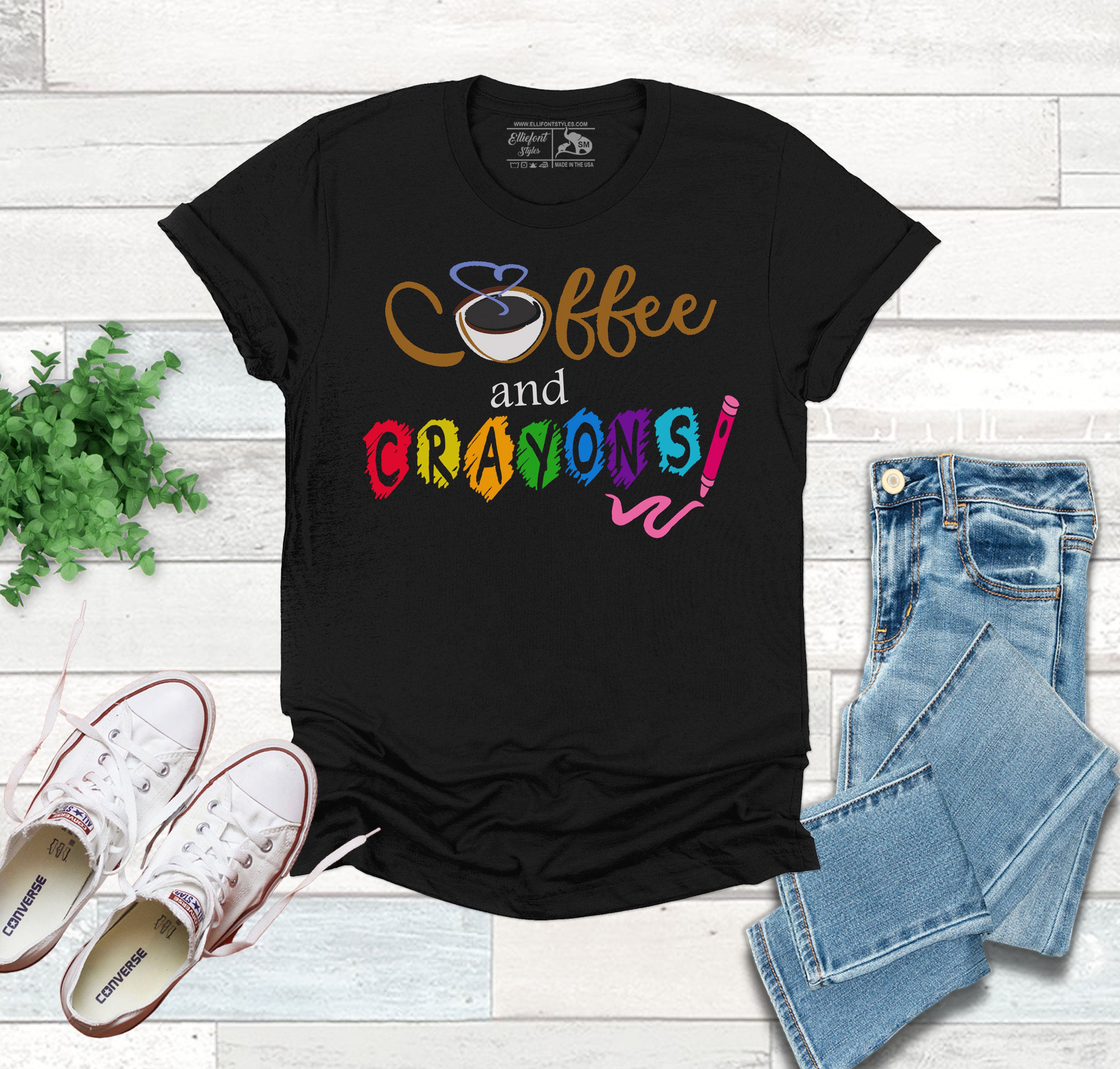 Coffee and Crayons Shirt | Mom Life | Art Teacher Shirt