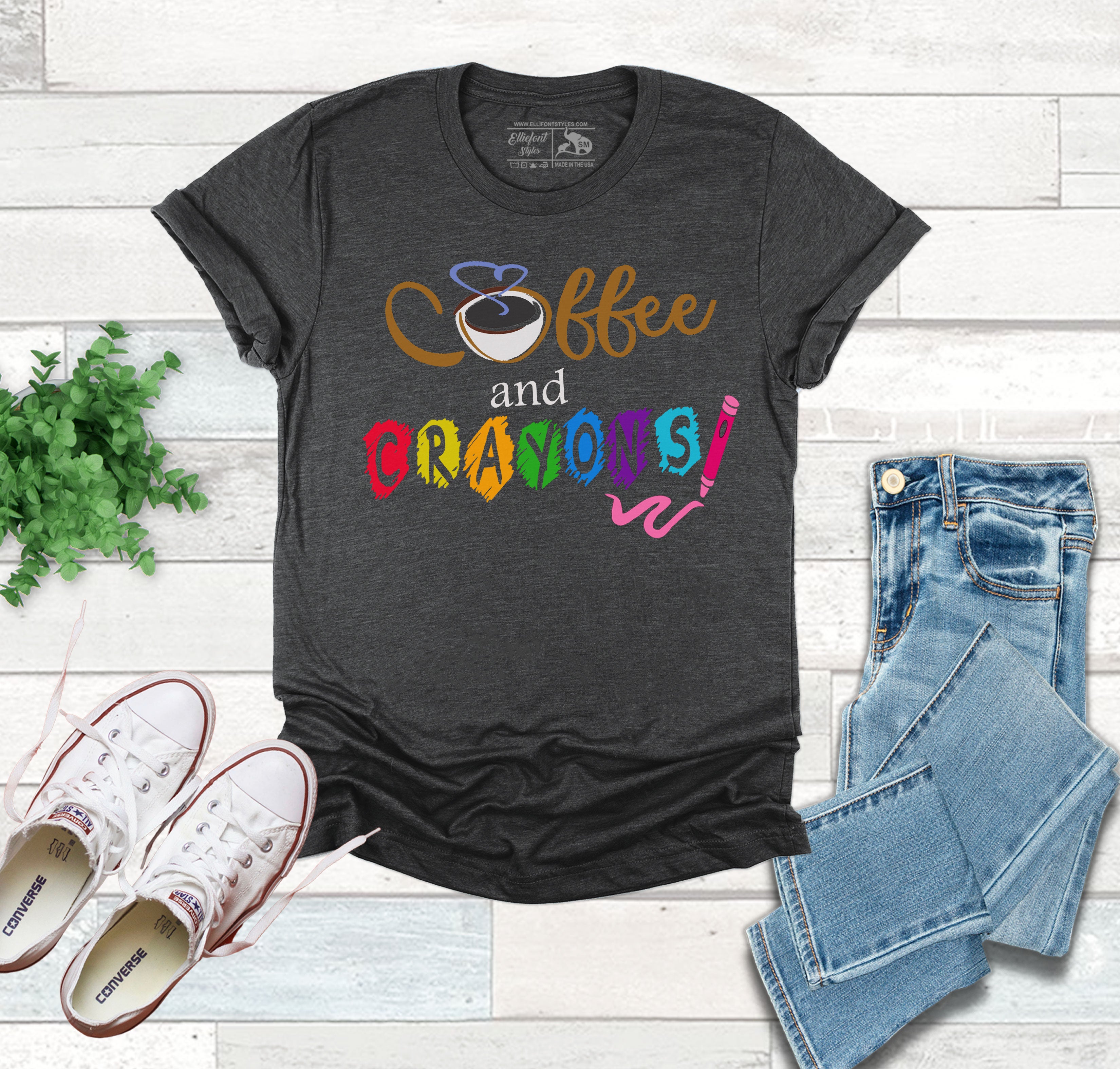 Coffee and Crayons Shirt | Mom Life | Art Teacher Shirt