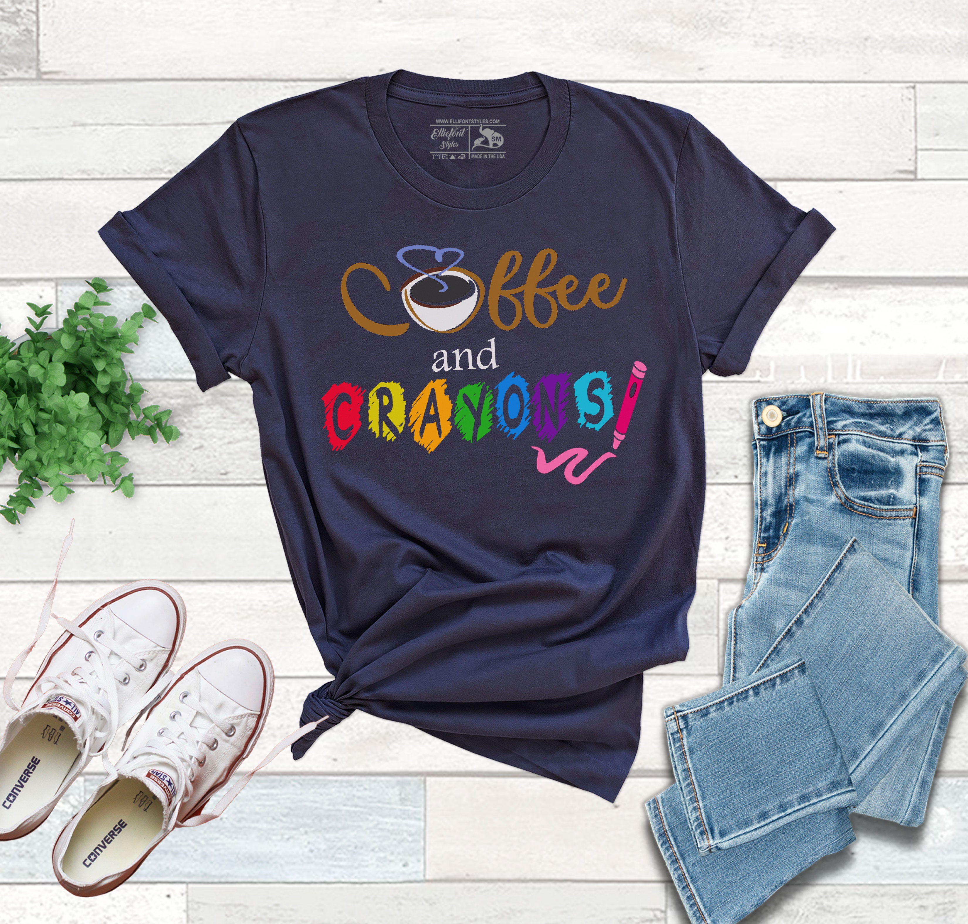 Coffee and Crayons Shirt | Mom Life | Art Teacher Shirt