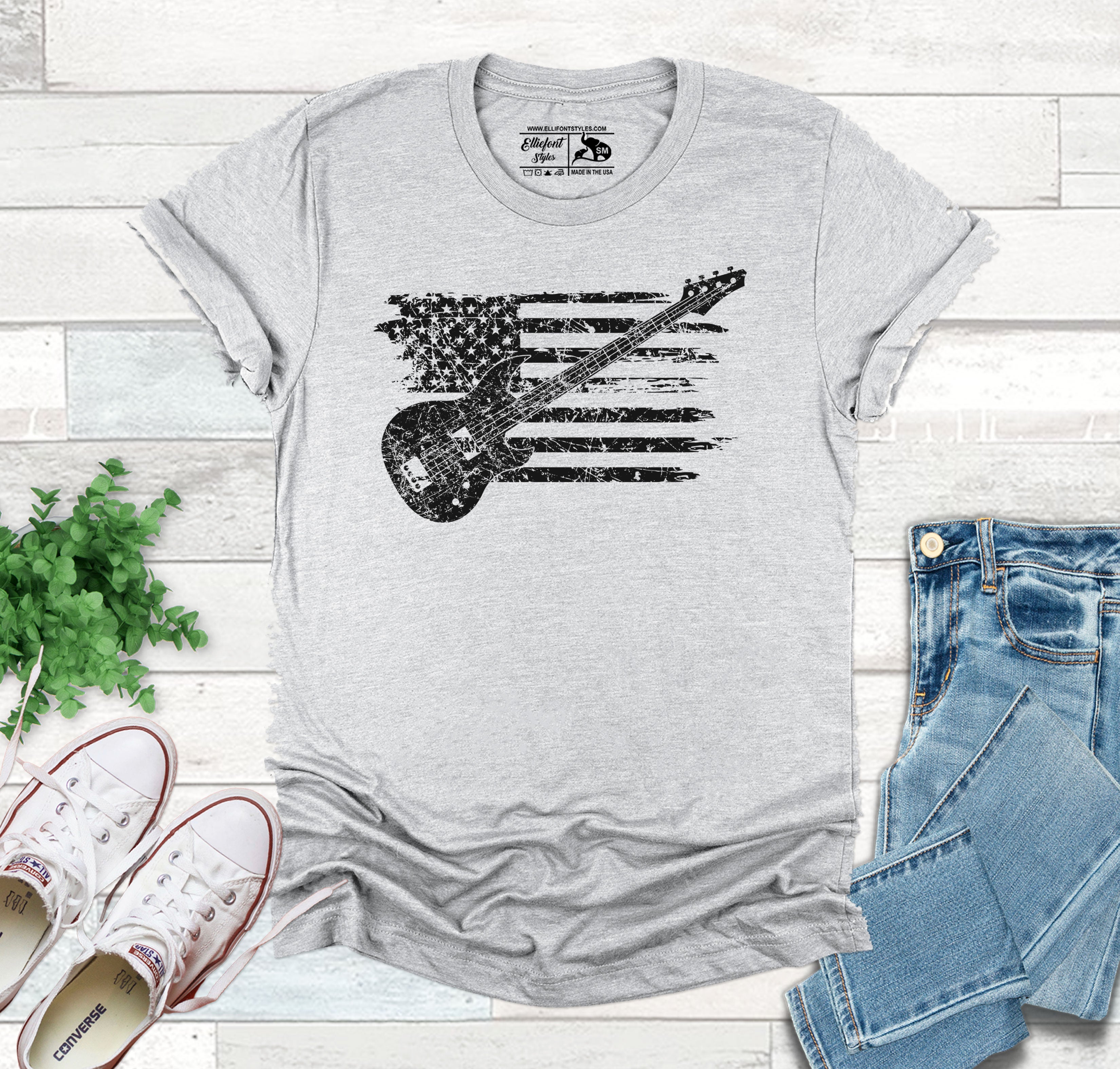 Guitar USA Flag, Vintage Guitar Flag, Guitar Player Shirt, Guitar Player Gift