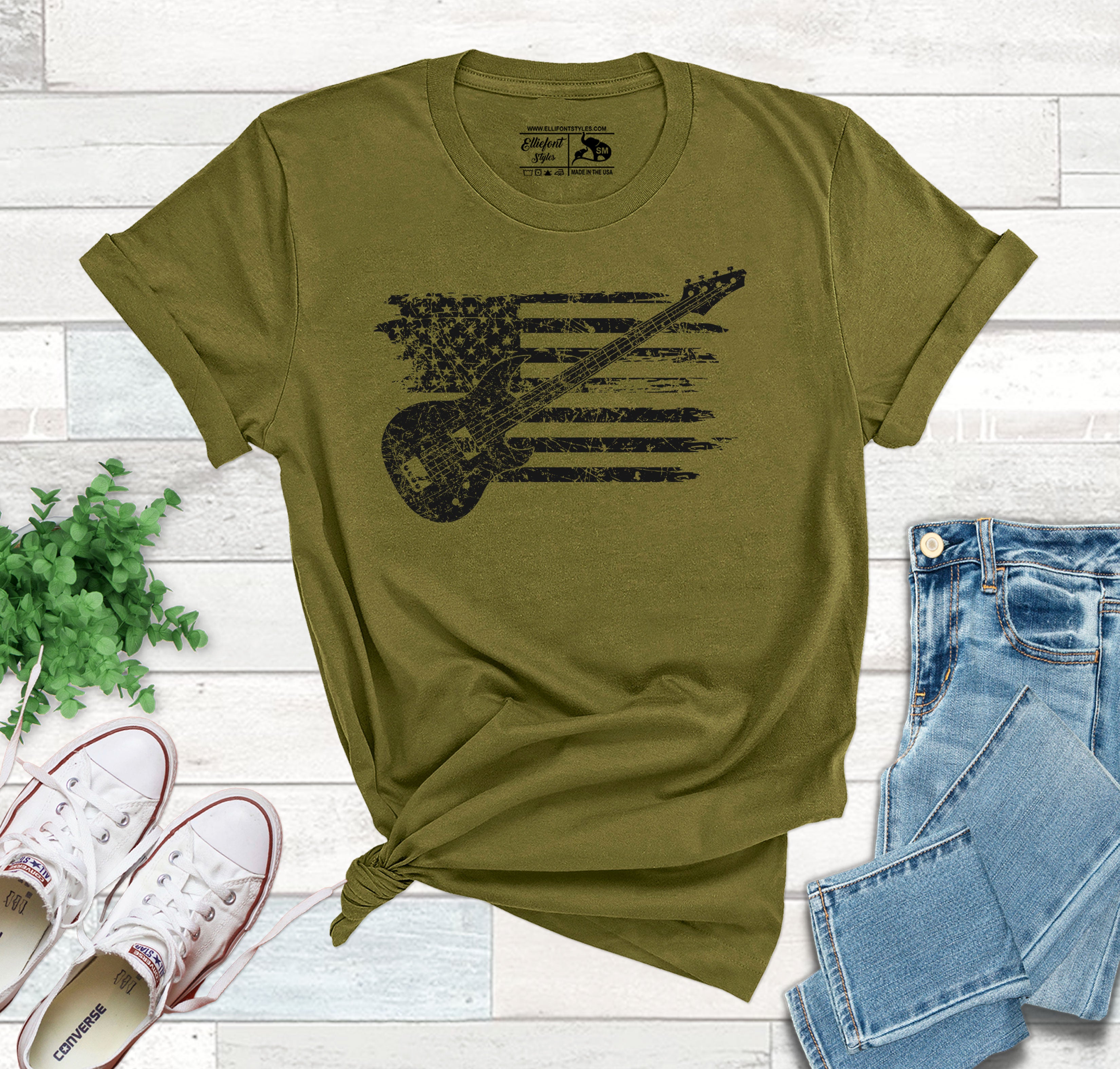 Guitar USA Flag, Vintage Guitar Flag, Guitar Player Shirt, Guitar Player Gift
