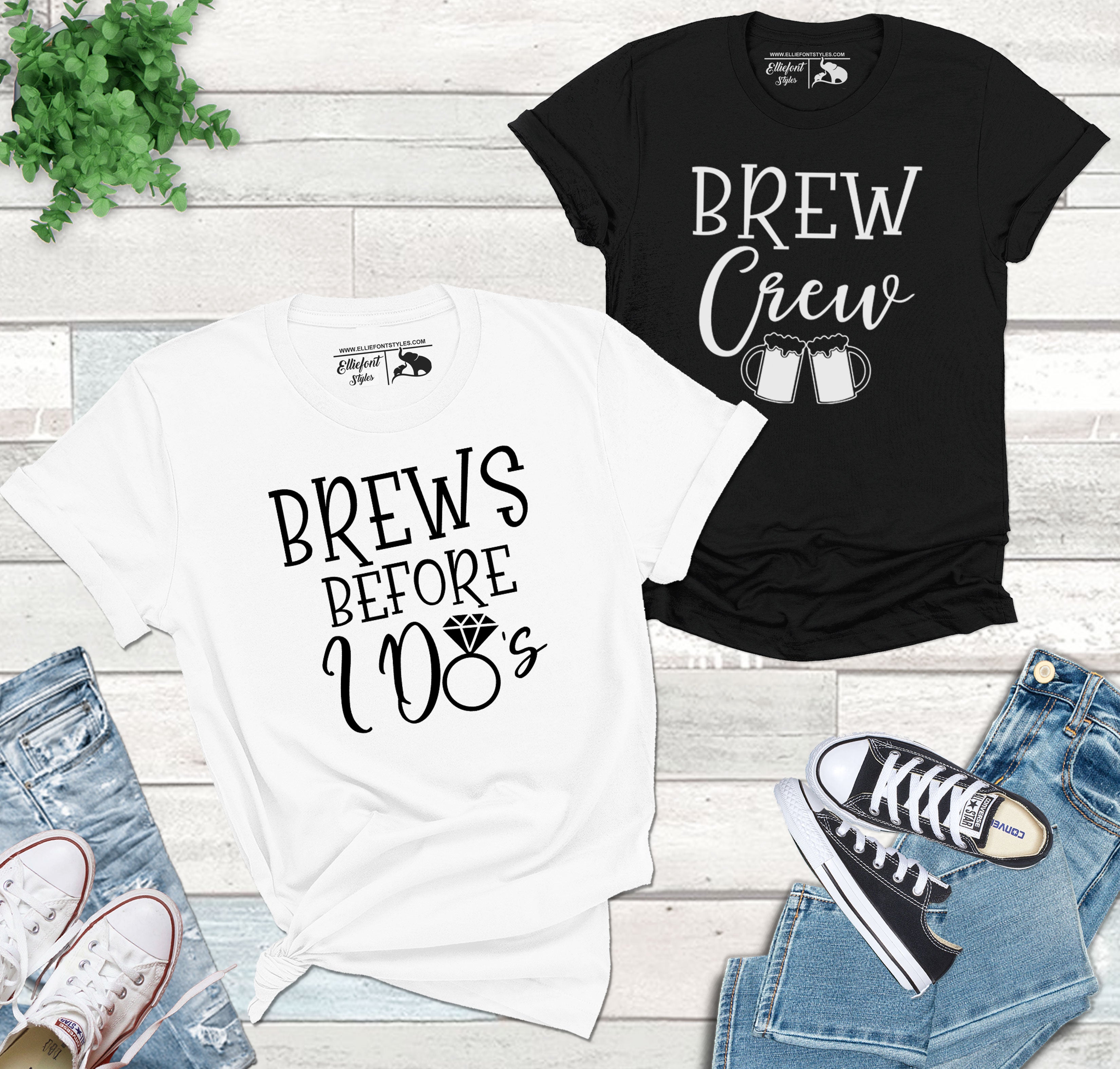 Brews Before I Do's | Brew Crew Bachelorette Party Bridal Wedding Party Shirts