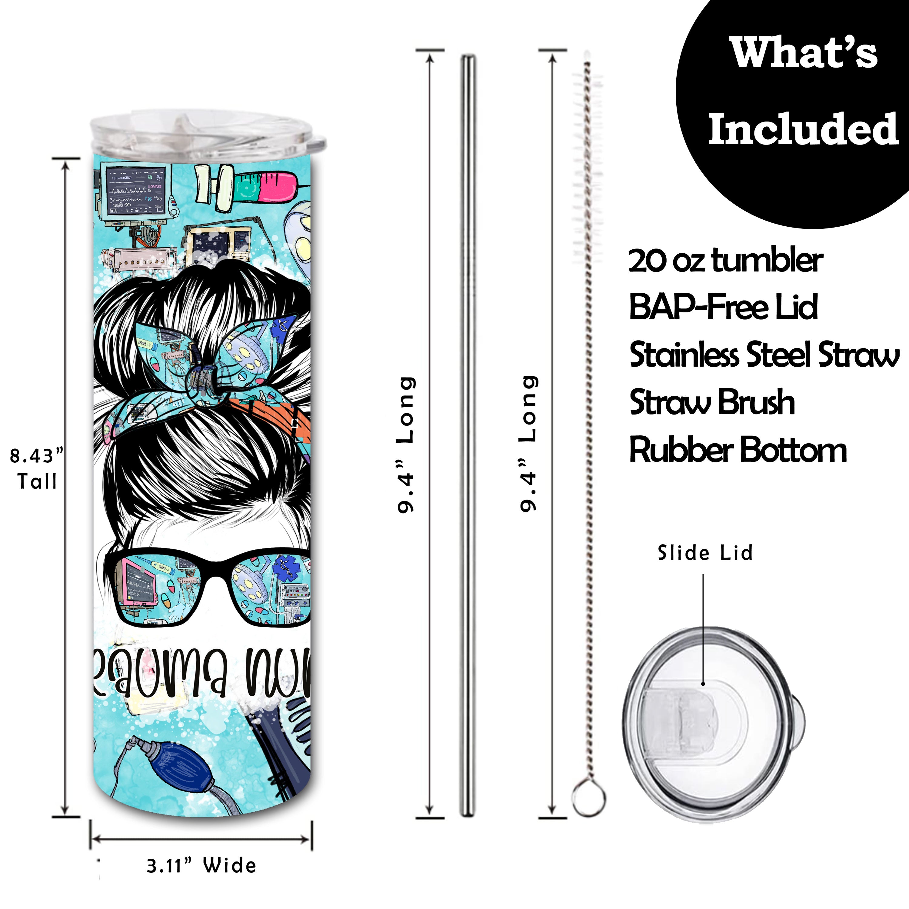 Trauma Nurse Skinny Tumbler