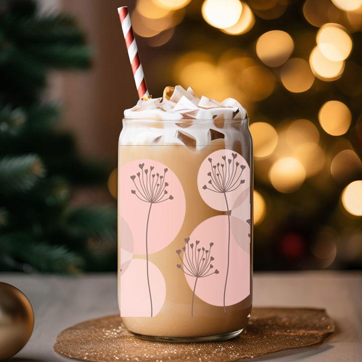 Boho Floral Frosted Glass Tumbler Libby Soda Can