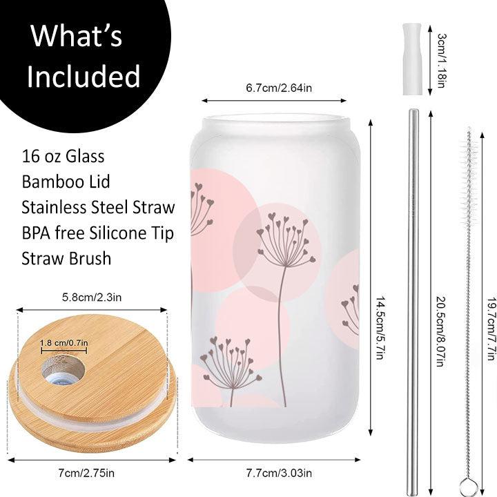 Boho Floral Frosted Glass Tumbler Libby Soda Can