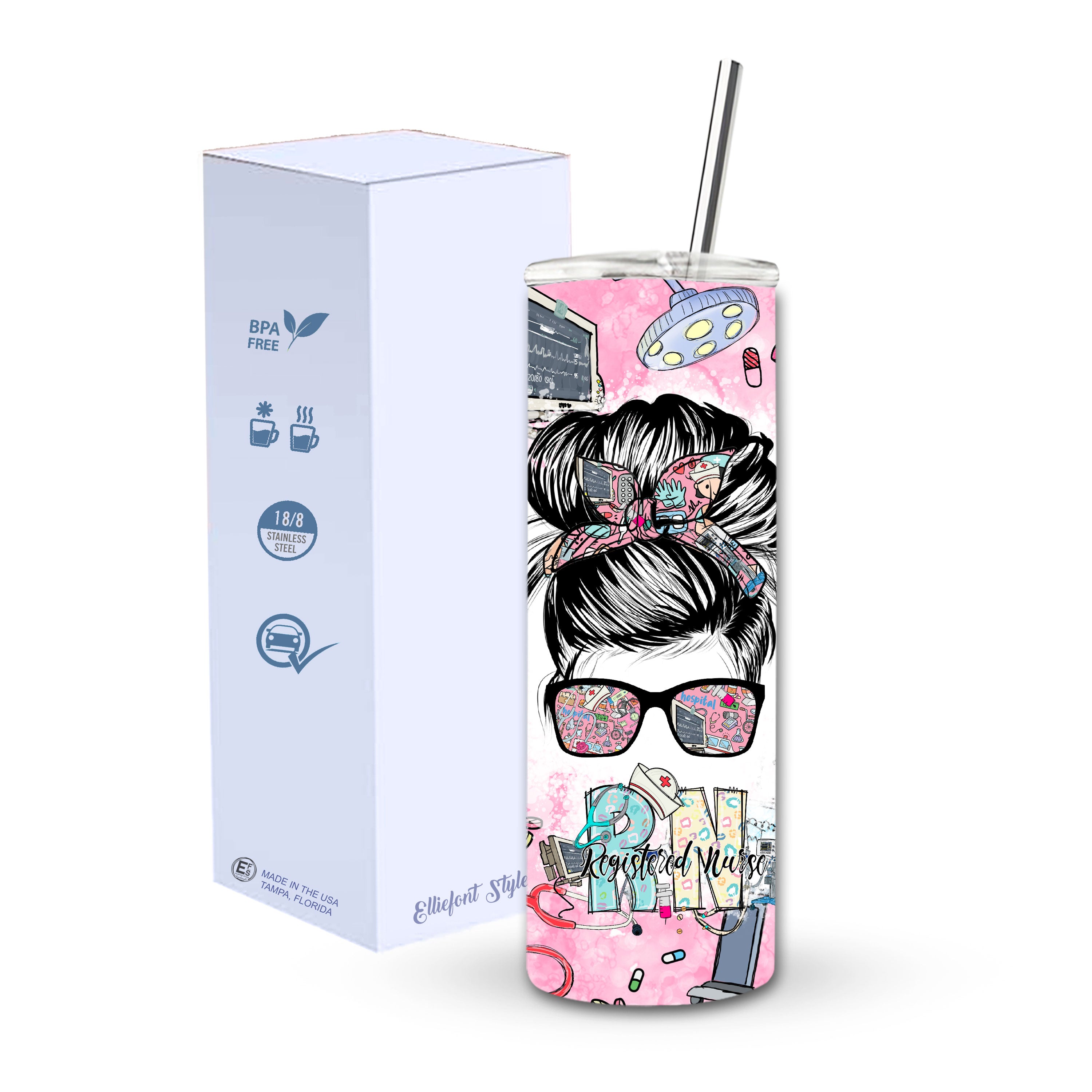 RN Registered Nurse Skinny Tumbler