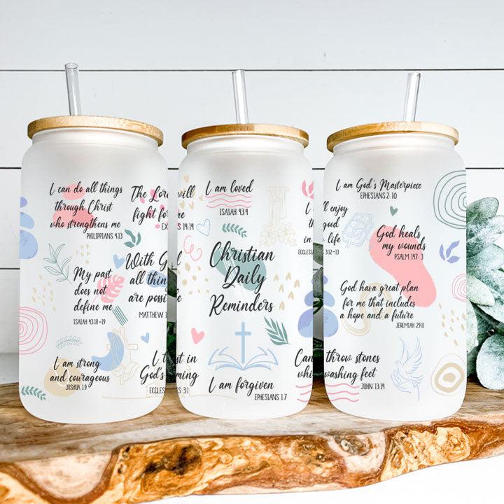 Christian Affirmations Frosted Glass Tumbler Libby Soda Can