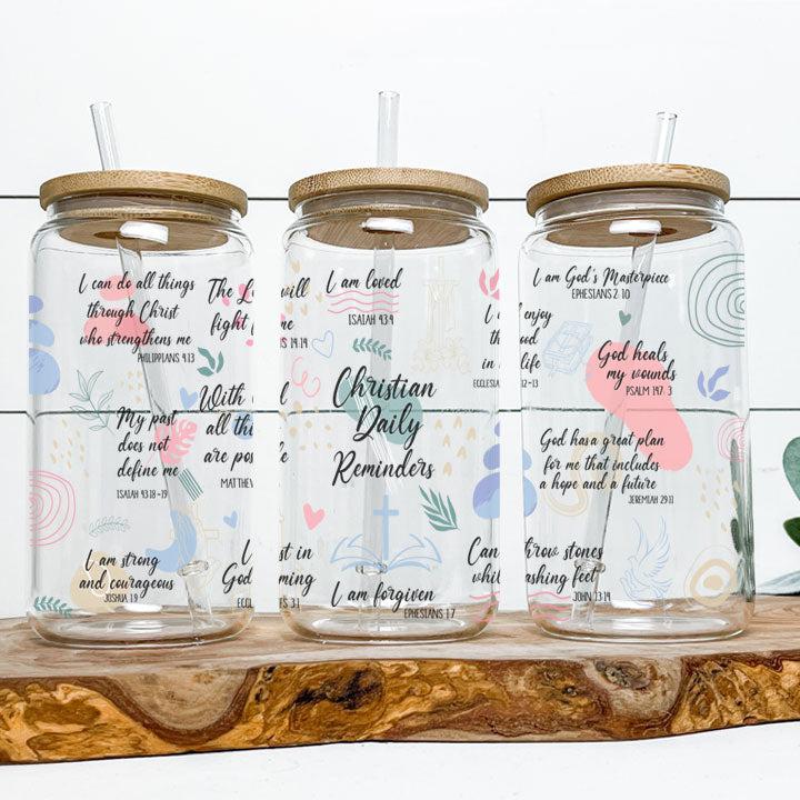Christian Affirmations Frosted Glass Tumbler Libby Soda Can