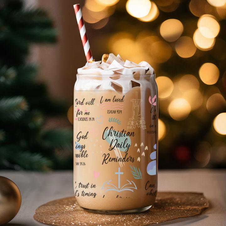 Christian Affirmations Frosted Glass Tumbler Libby Soda Can