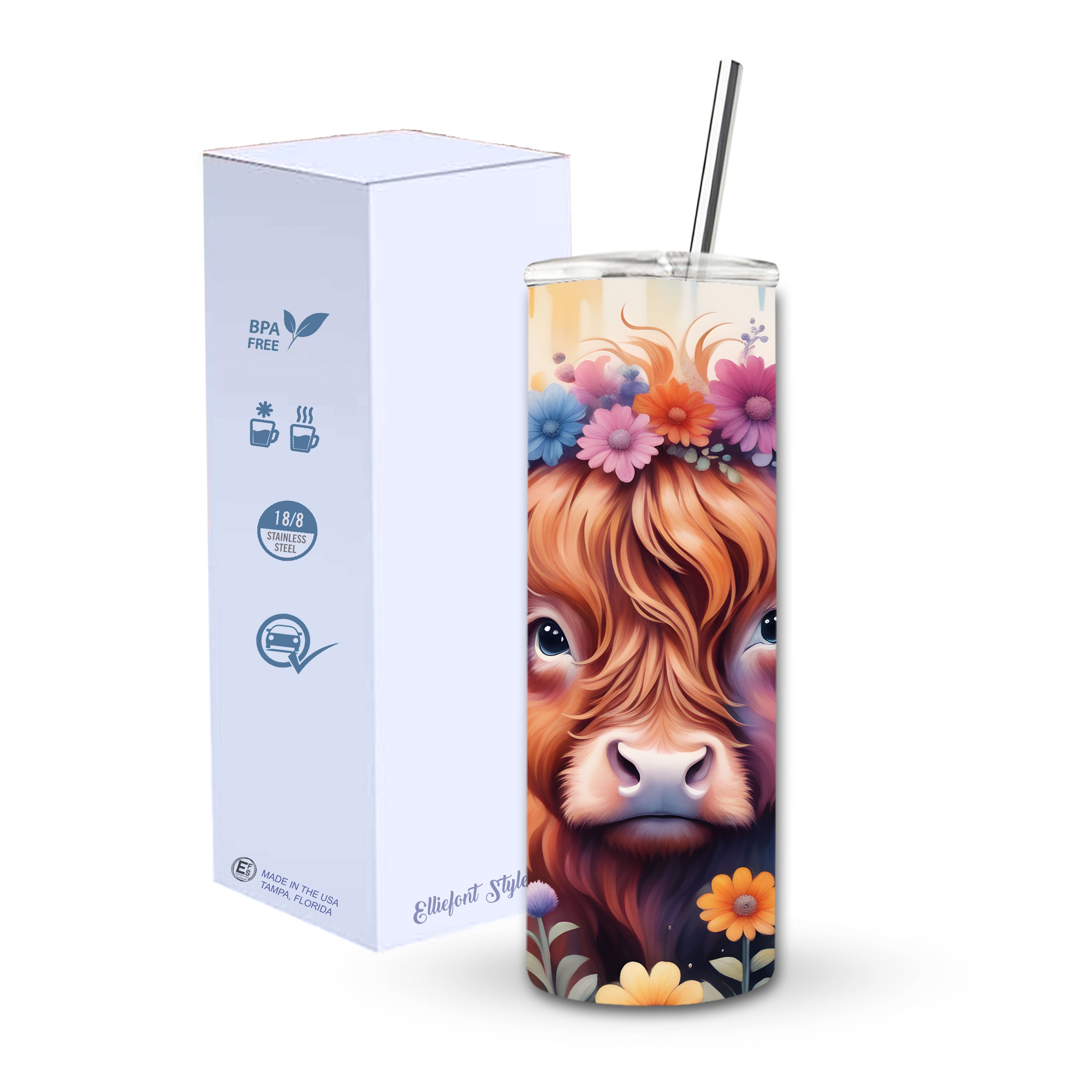 Highland Cow Skinny Tumbler
