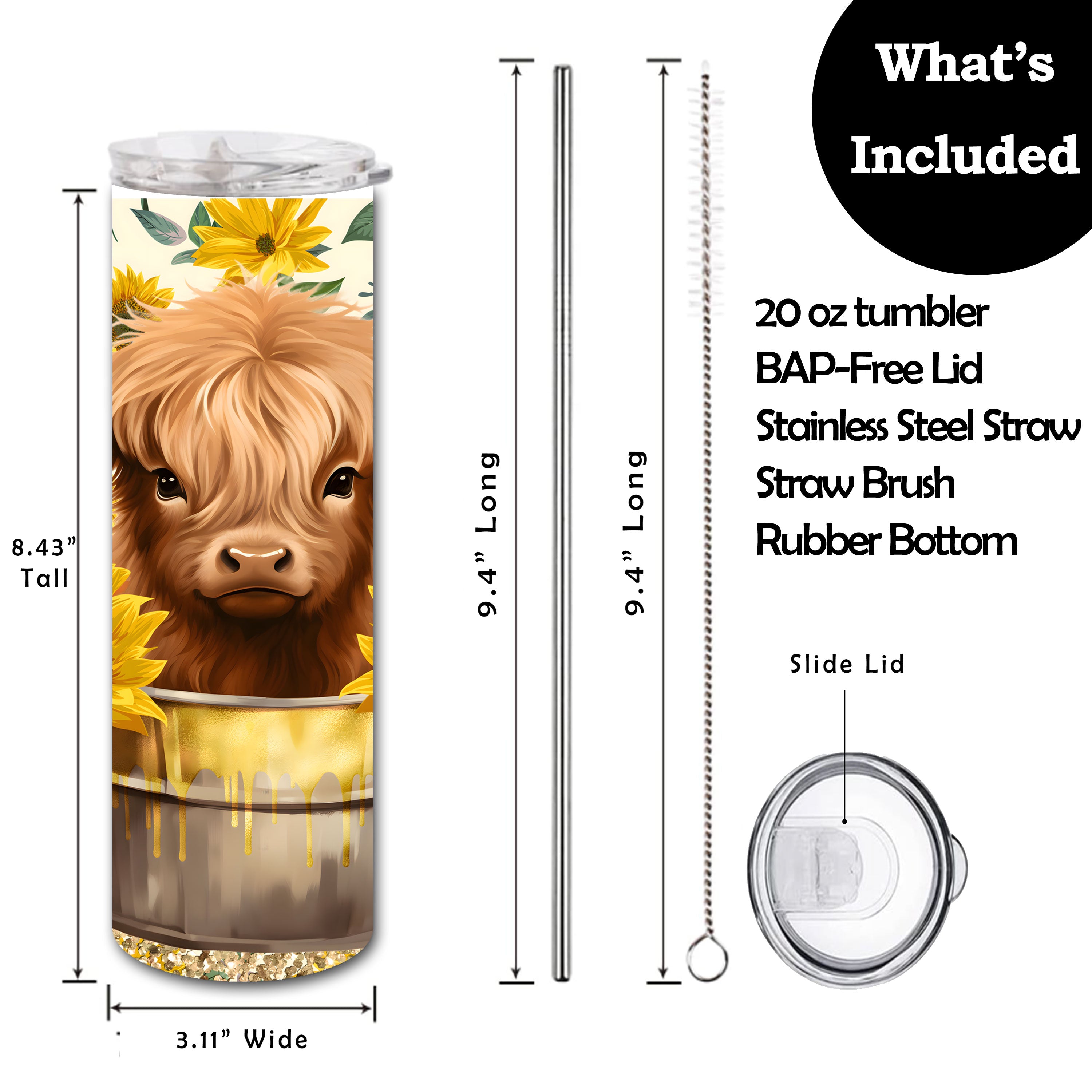 Water Barrel Highland Cow Skinny Tumbler