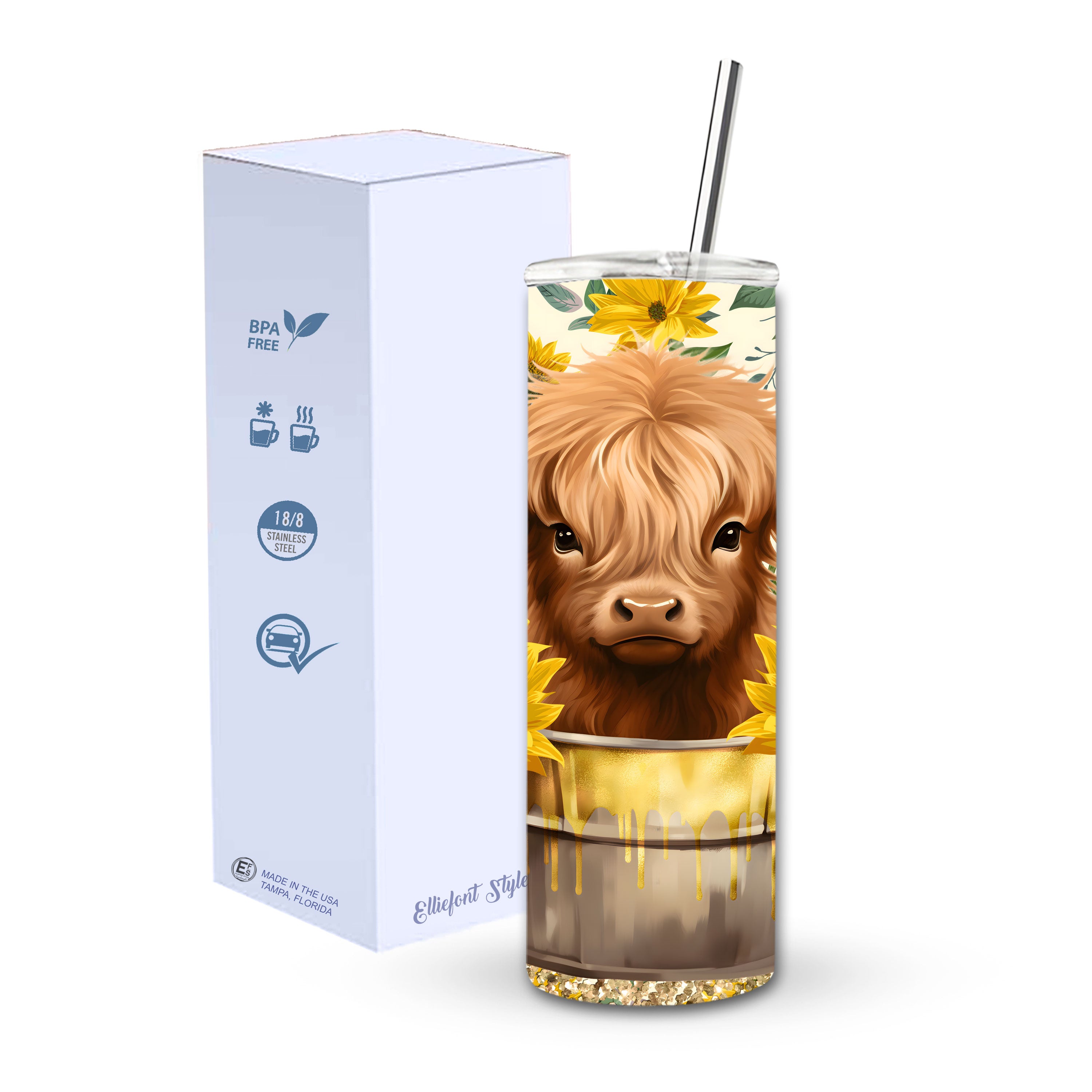 Water Barrel Highland Cow Skinny Tumbler