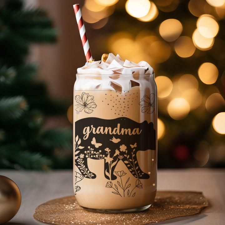 Grandma Bear Frosted Glass Tumbler Libby Soda Can