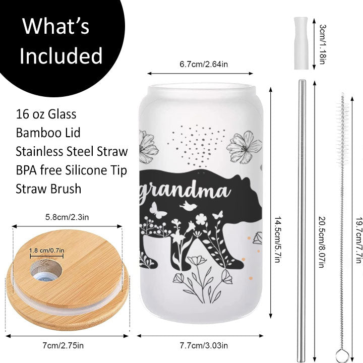Grandma Bear Frosted Glass Tumbler Libby Soda Can