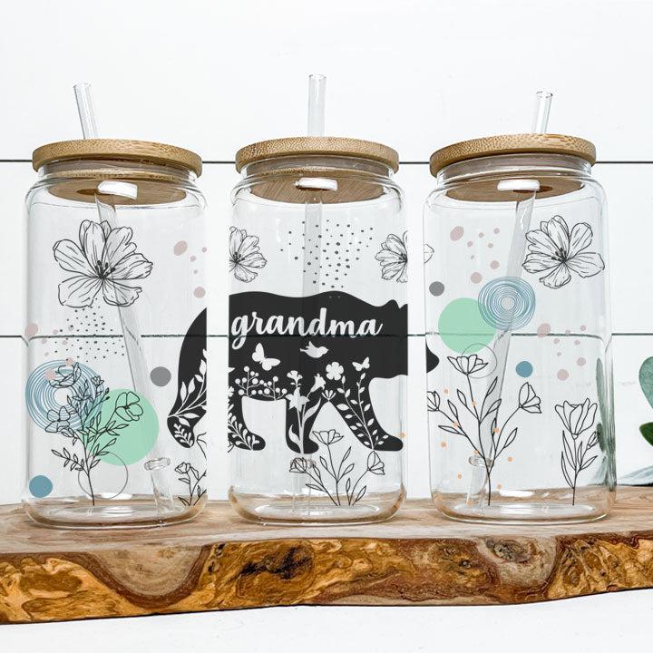 Grandma Bear Frosted Glass Tumbler Libby Soda Can