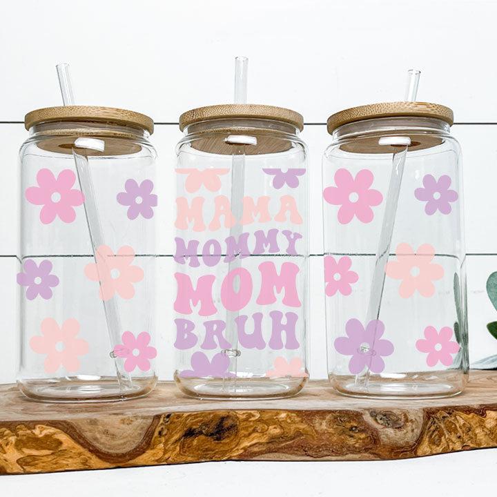 Mama Mommy Mom Bruh Frosted Glass Tumbler Libby Soda Can