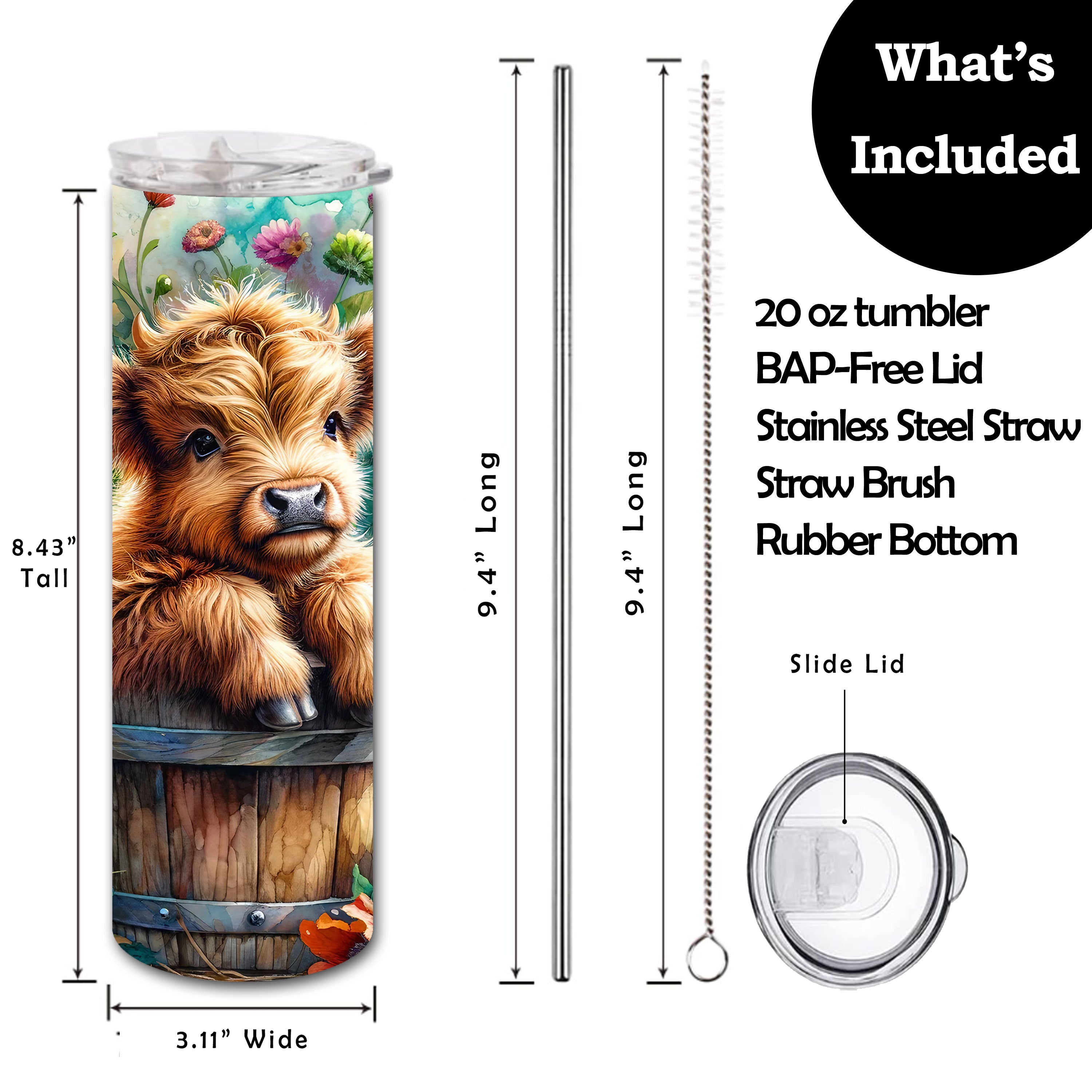 Baby Highland Cow Skinny Tumbler