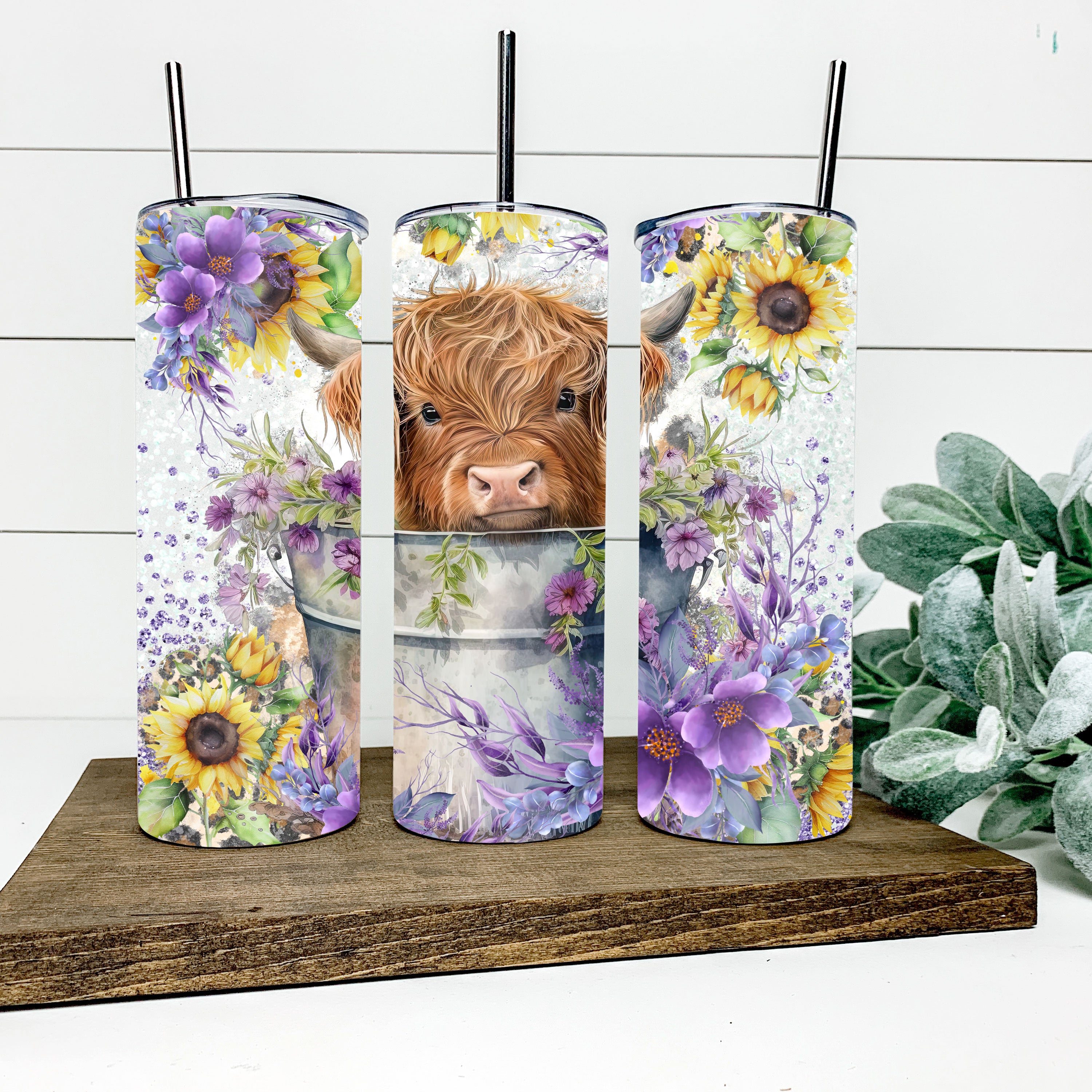 Baby Highland Cow Flower Skinny Tumbler