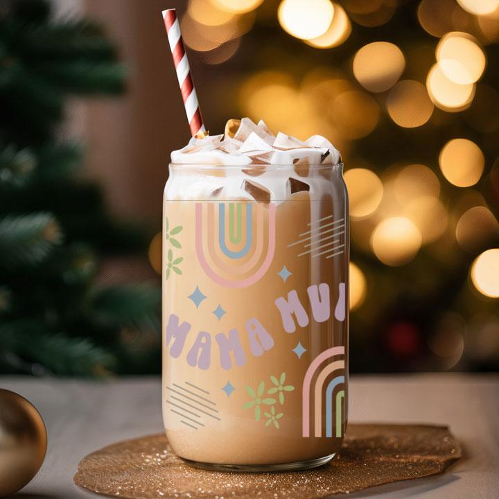 Mom Mama Mum Mother Frosted Glass Tumbler Libby Soda Can