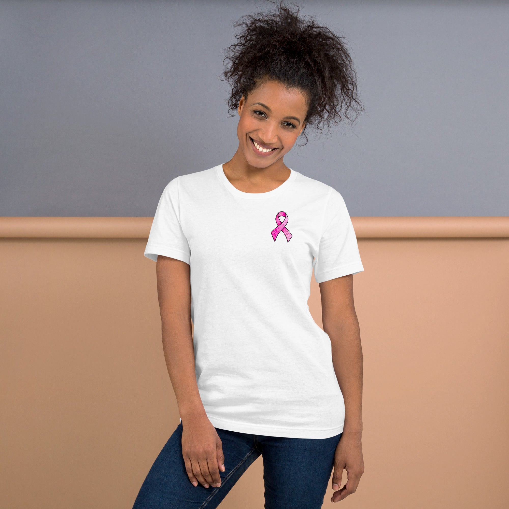 Awareness walk shirt with multiple cancer ribbons on back design