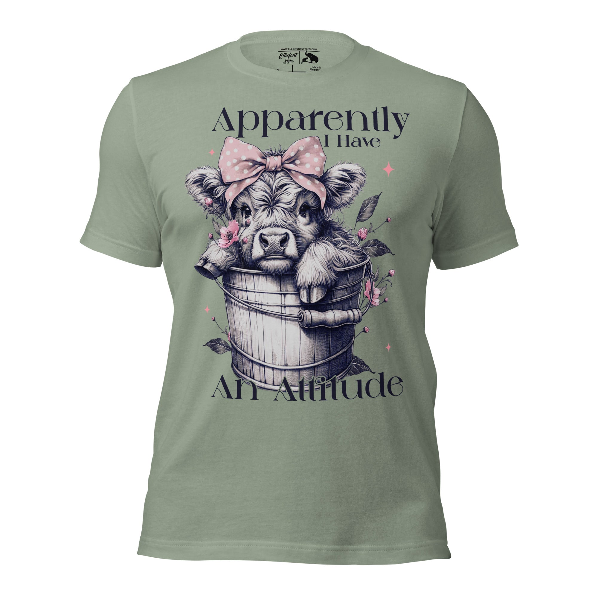 Baby Highland cow in wash bucket Apparently I Have an Attitude shirt