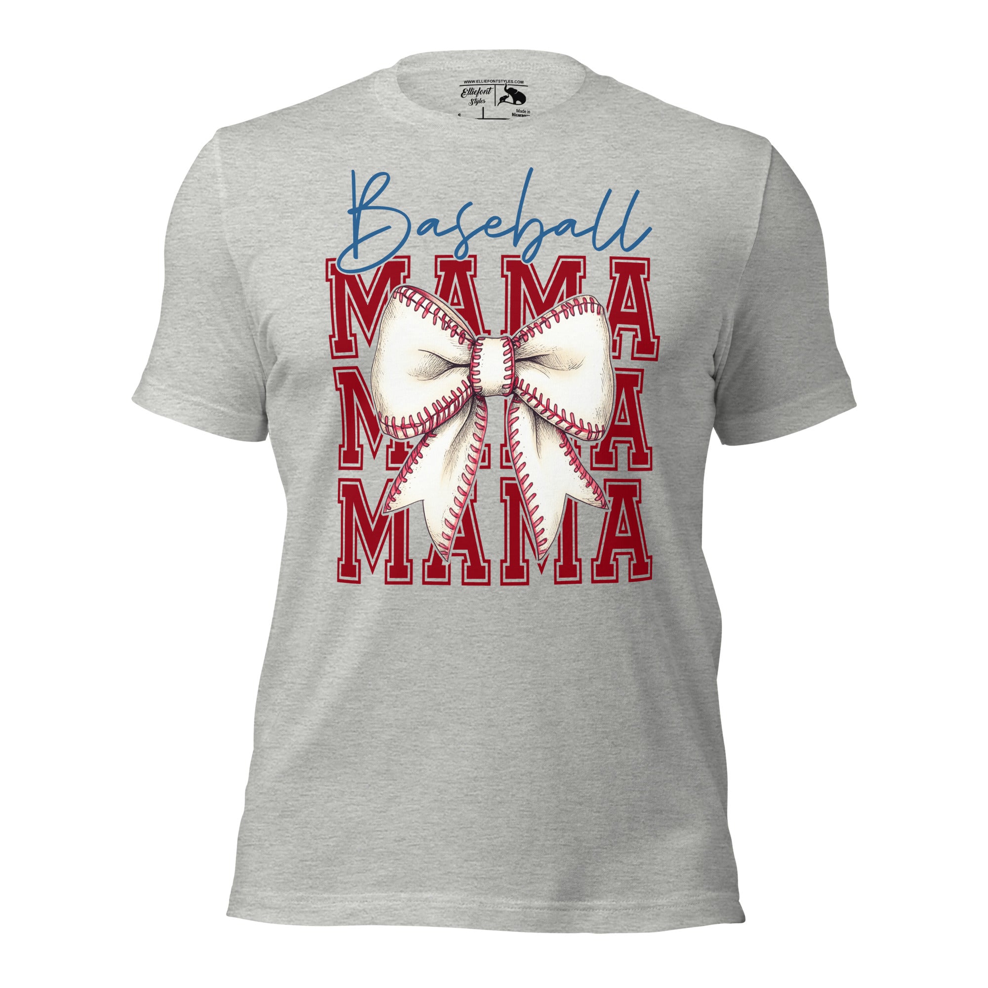 Baseball Mama shirt with bow baseball design on the front