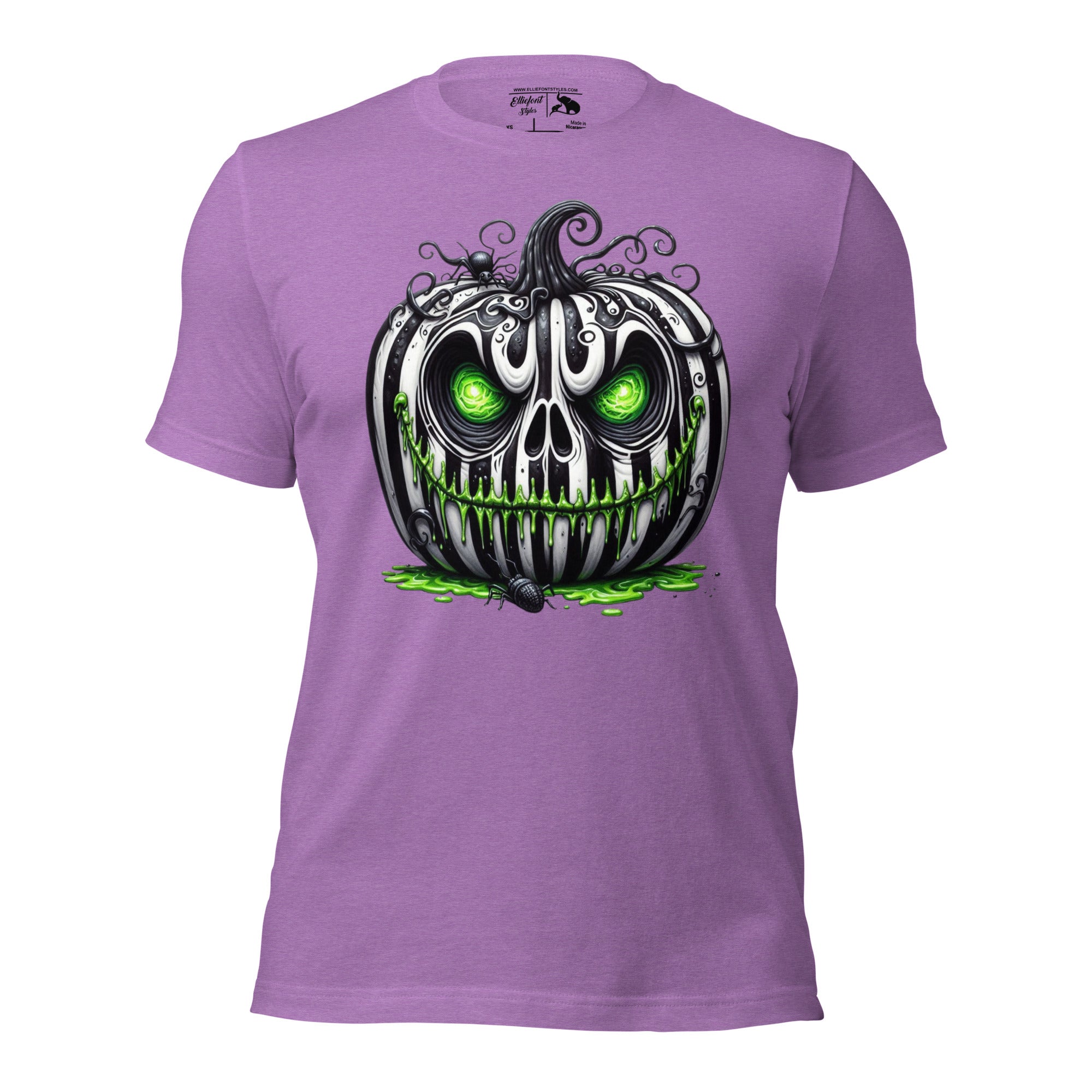 Black and white striped pumpkin Halloween shirt inspired by Beetlejuice design