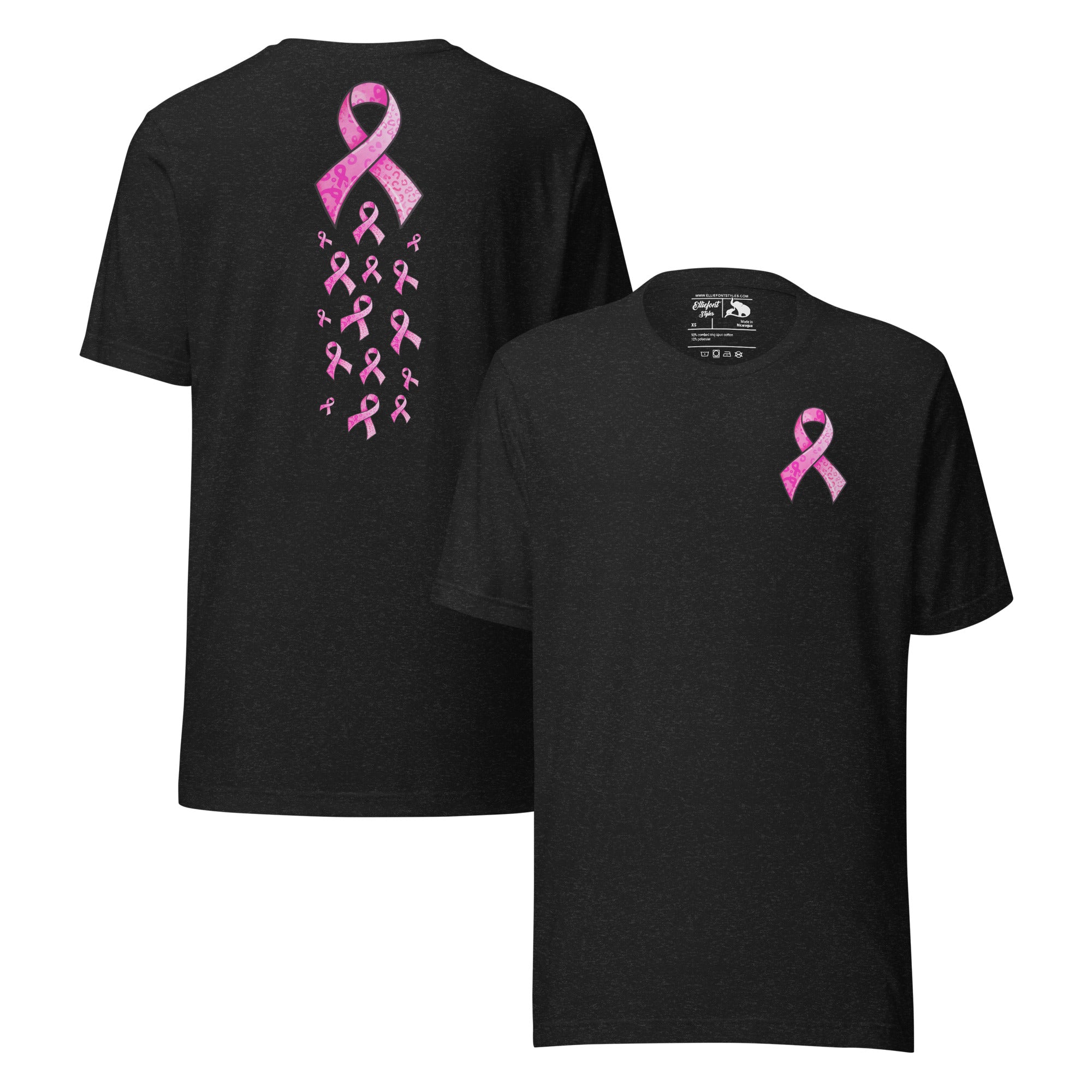 cancer awareness ribbons down back shirt