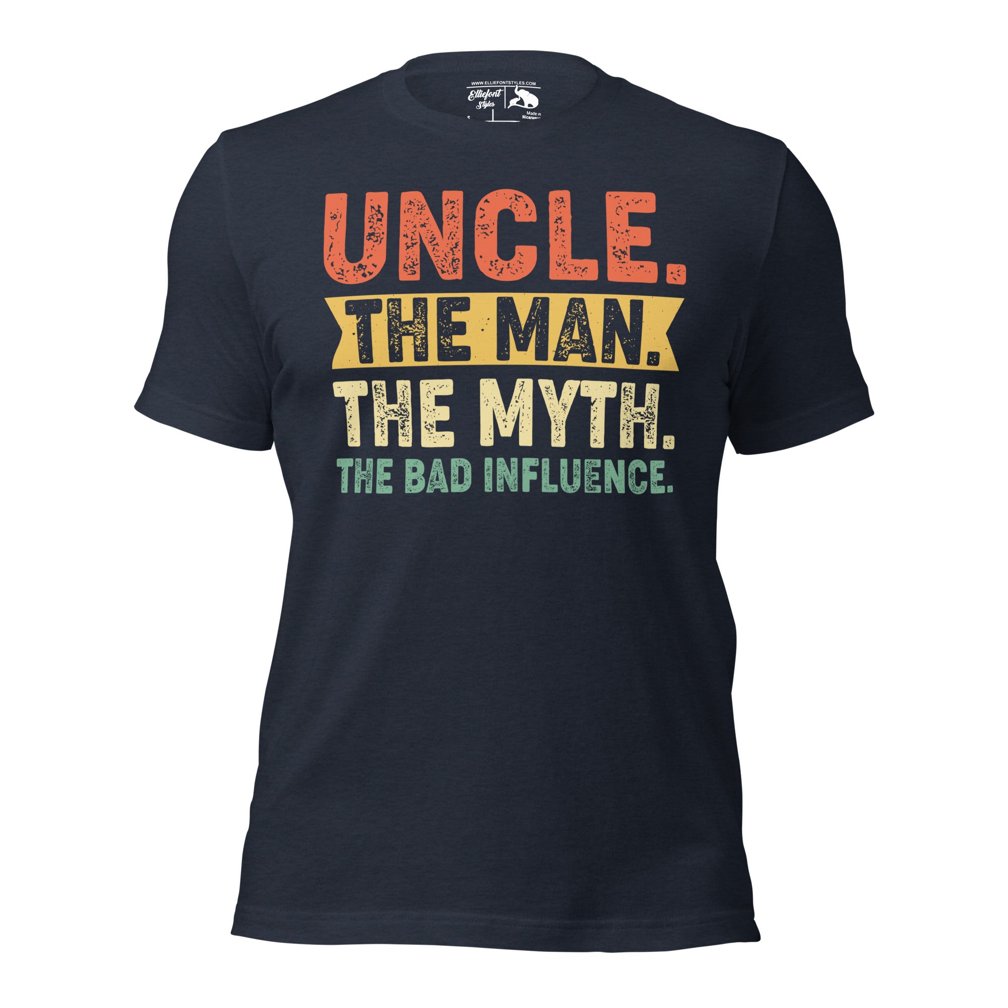 Cool uncle humor shirt with Bad Influence design and bold style