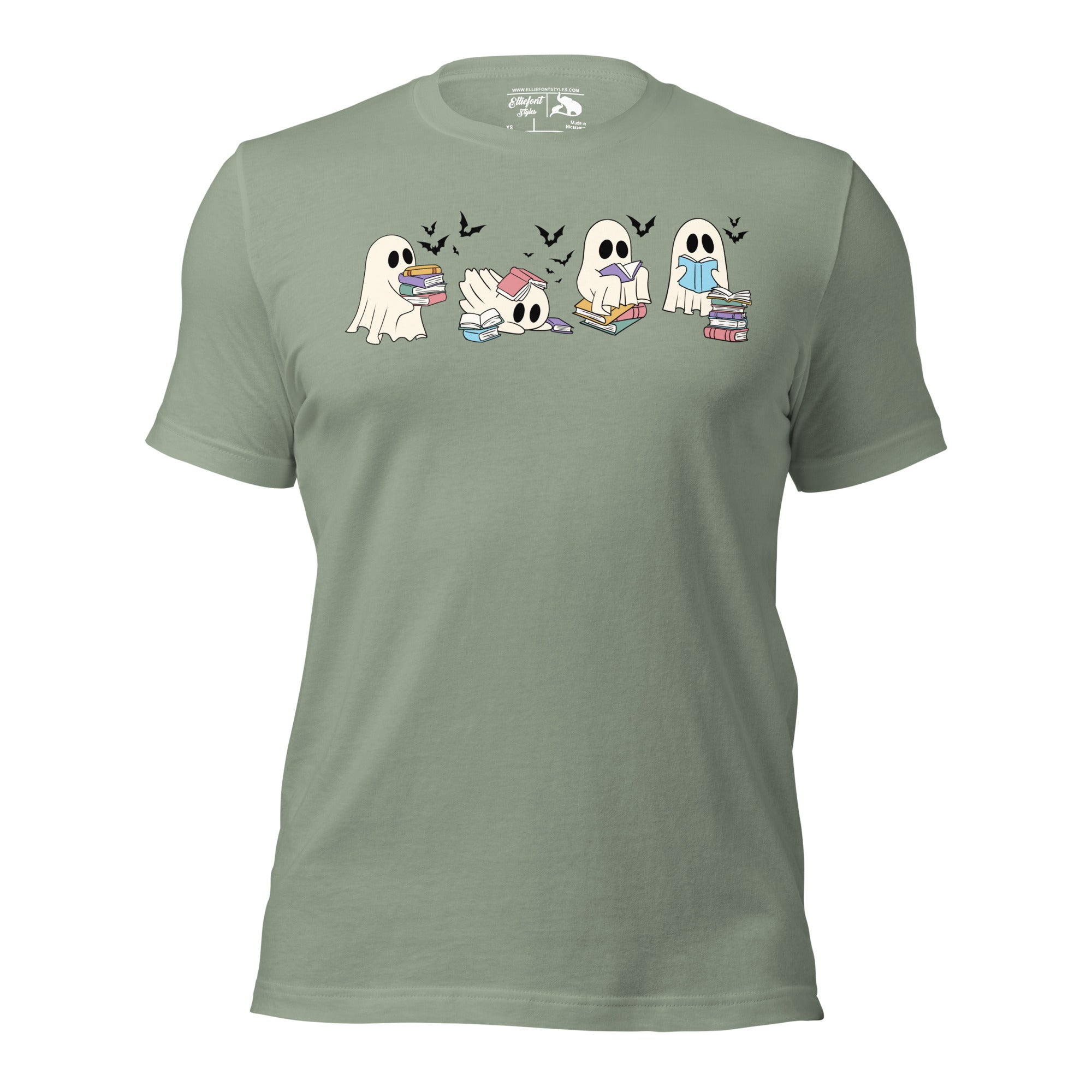 Cute bookish Halloween ghost top for cozy spooky season fashion