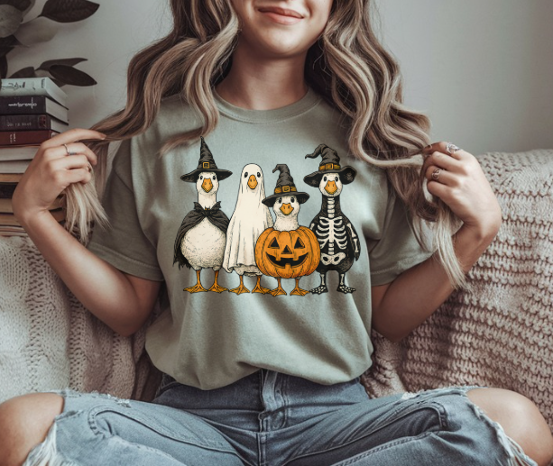 Cute goose Halloween costume graphic tee for fall outfits