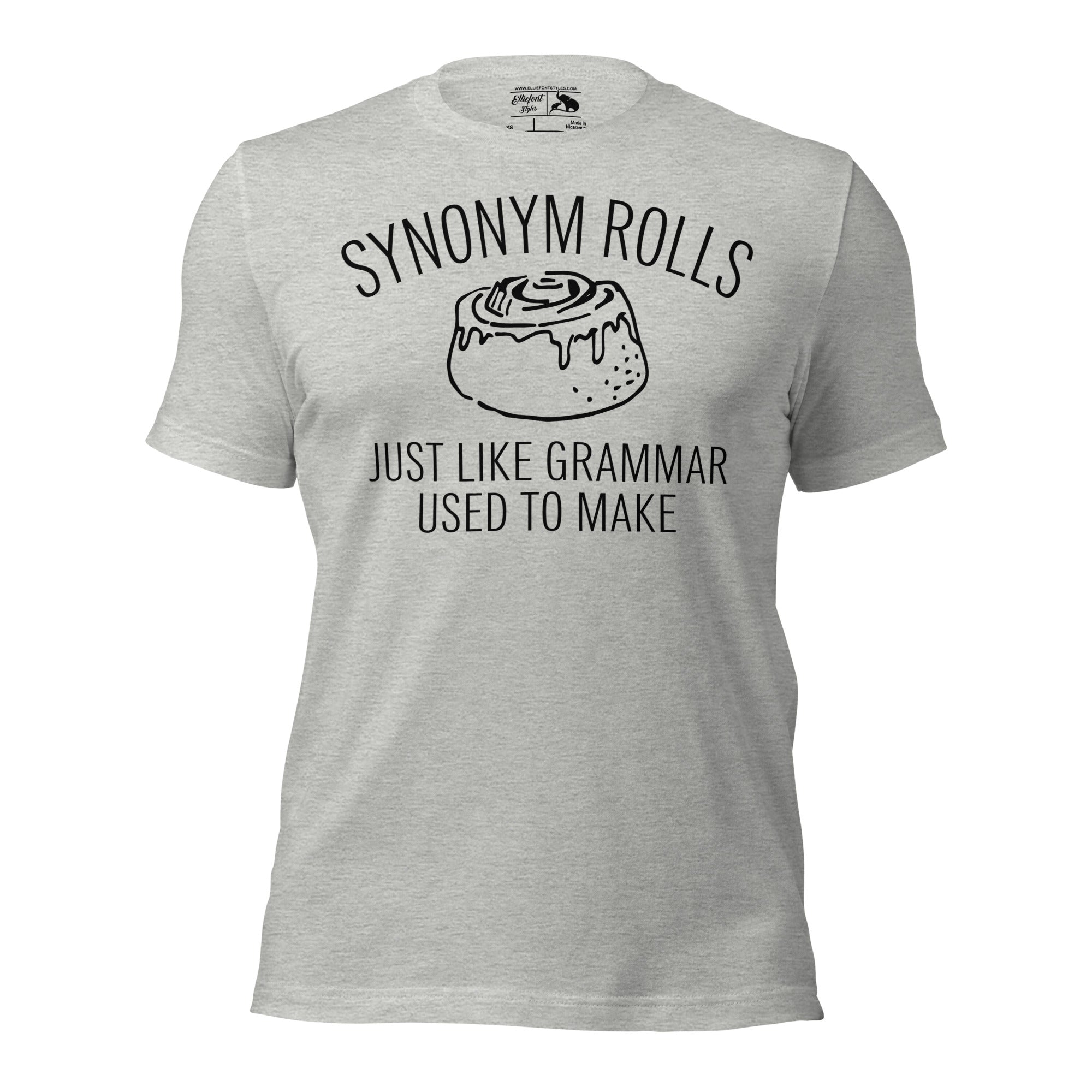 English teacher gift shirt with cinnamon roll pun and grammar joke